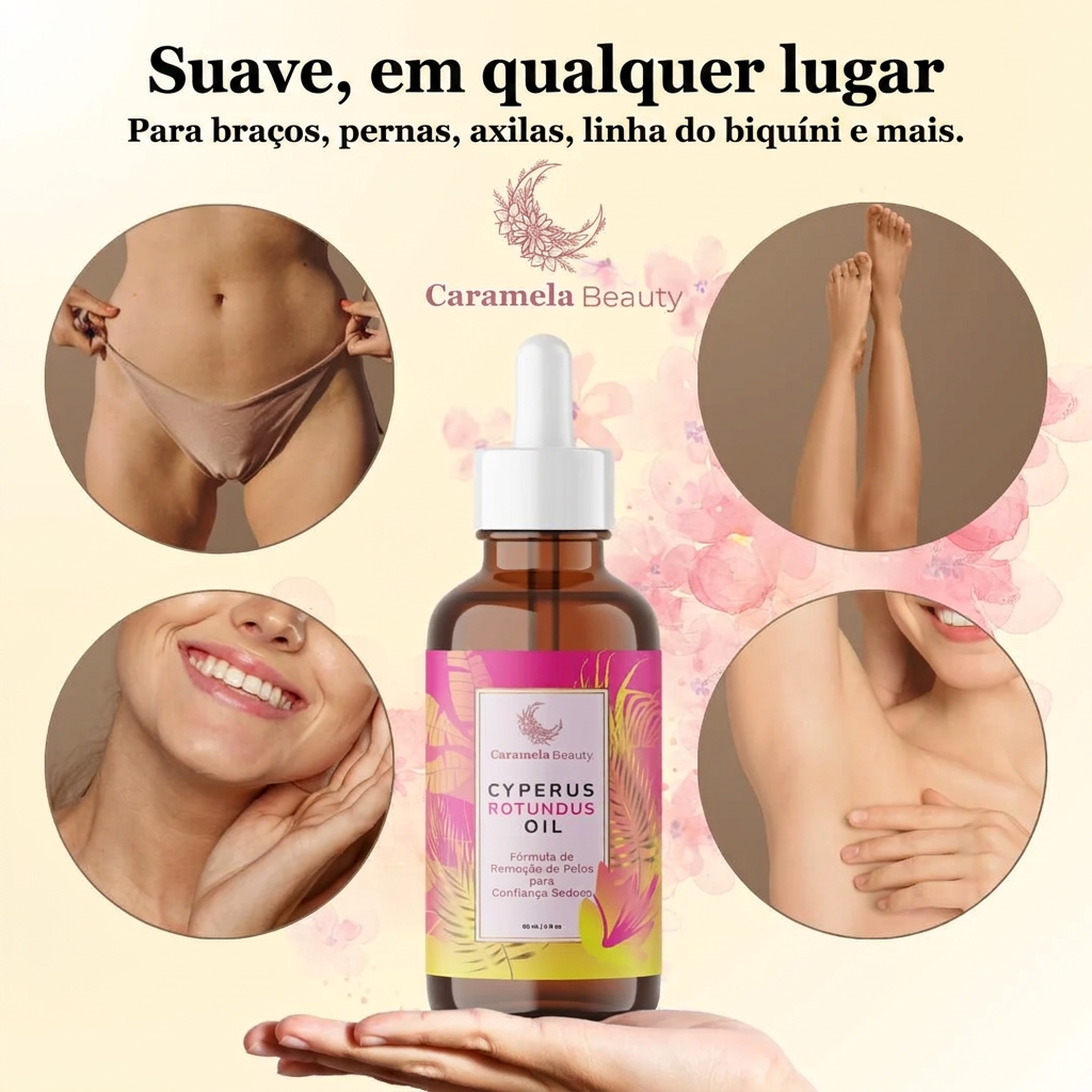 O óleo pode ser usado em braços, pernas, axilas, linha do biquíni e mais