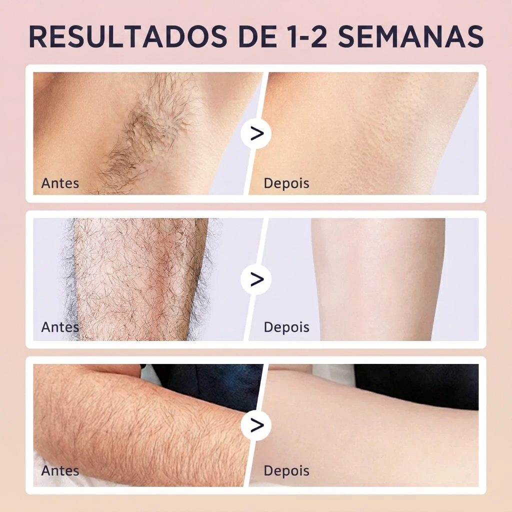 Resultados de 1 a 2 semanas em axilas, pernas e braços